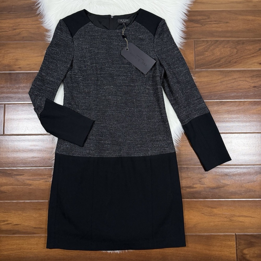 Rag & Bone Women's Size 6 Black Long Sleeve Howard Shift Dress